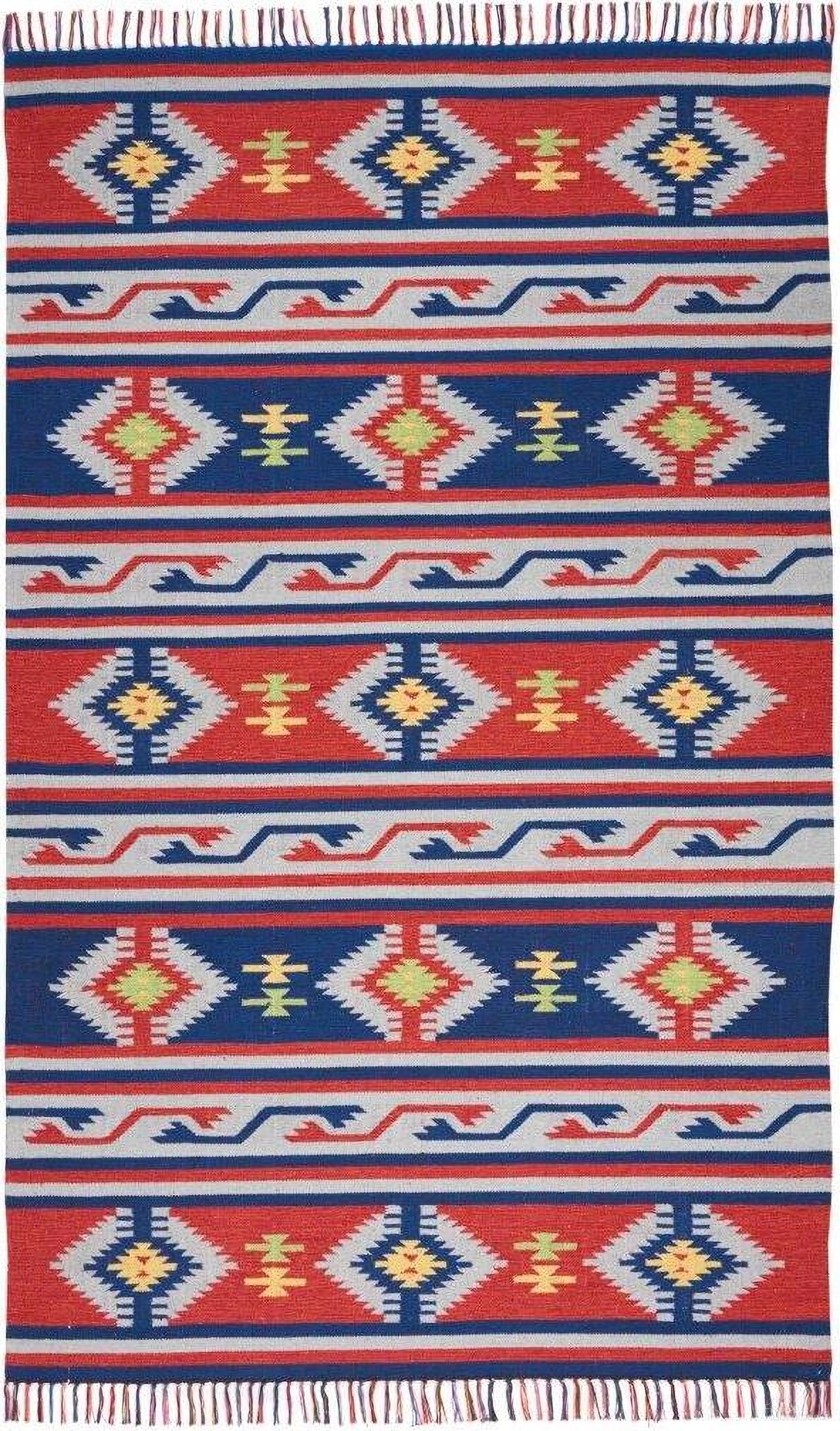 Baja Blue and Red 3'6" x 5'6" Area Rug