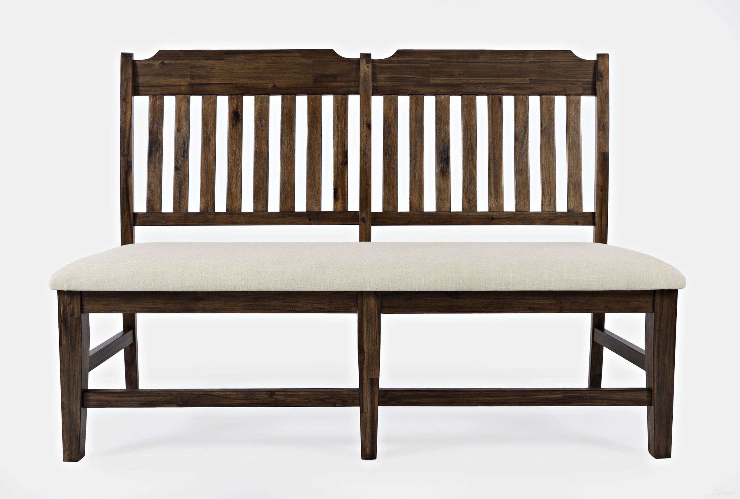 The appearance of Bakersfield 57 Inch Solid Acacia Upholstered Dining Bench In Brown designed by Jofran in the transitional interior design. This brown piece of furniture was selected by 1StopBedrooms from Bakersfield Collection to add a touch of cosiness and style into your home. Sku: 1901-57KD. Material: Acacia.