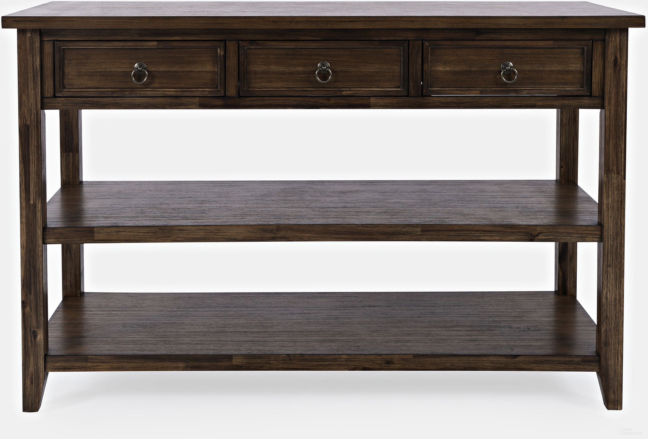 The appearance of Bakersfield Sofa Table with 3 Drawers In Brown designed by Jofran in the modern / contemporary interior design. This brown piece of furniture was selected by 1StopBedrooms from Bakersfield Collection to add a touch of cosiness and style into your home. Sku: 1900-4. Material: Acacia.