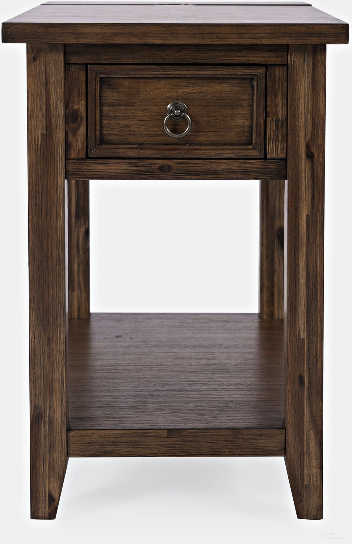 The appearance of Bakersfield USB Charging Side Table In Brown designed by Jofran in the modern / contemporary interior design. This brown piece of furniture  was selected by 1StopBedrooms from Bakersfield Collection to add a touch of cosiness and style into your home. Sku: 1900-7. Material: Acacia.