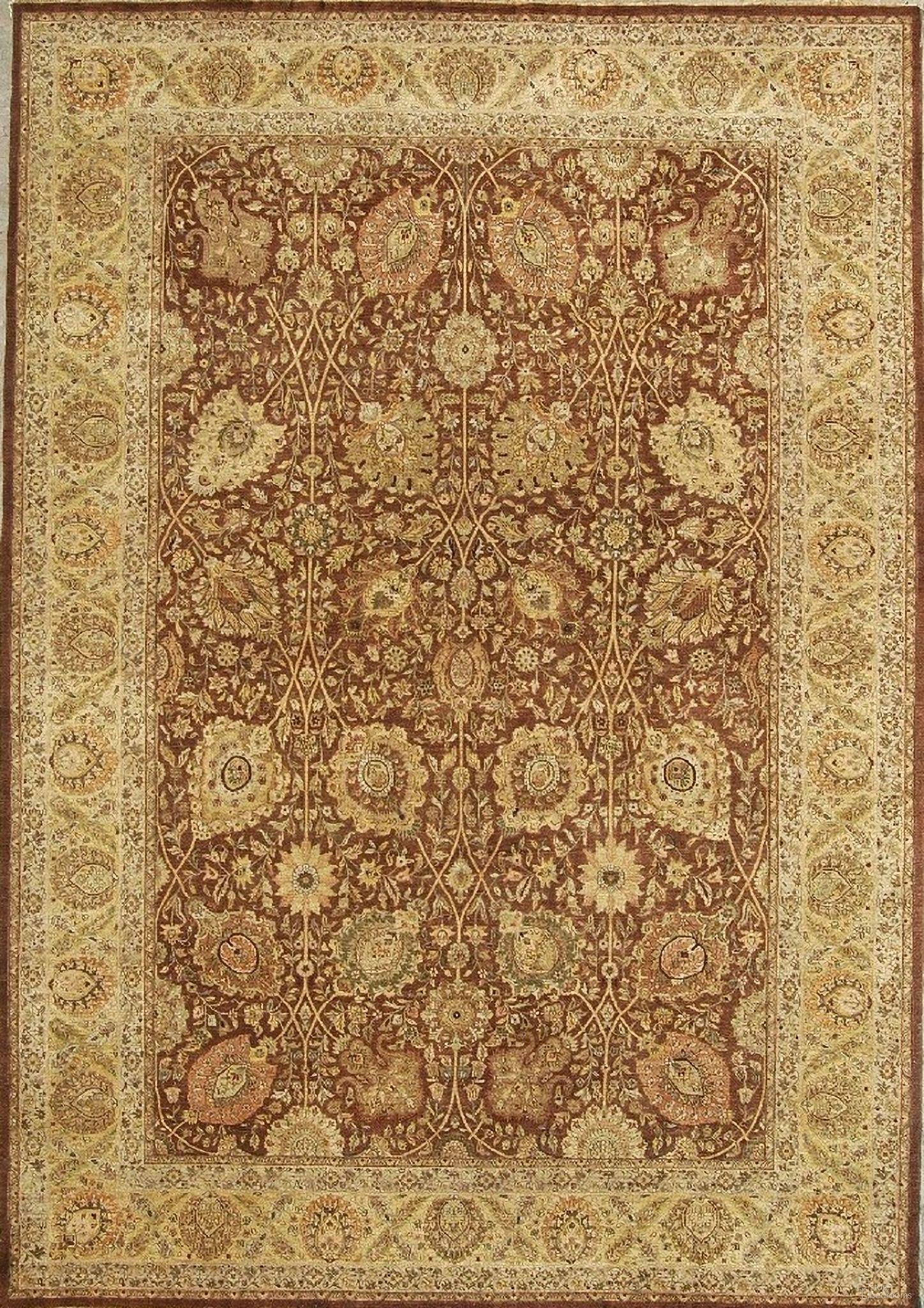 Baku Collection Hand-Knotted Lamb's Wool Area Rug-10' 1" x 14' 3" In Brown and Gold