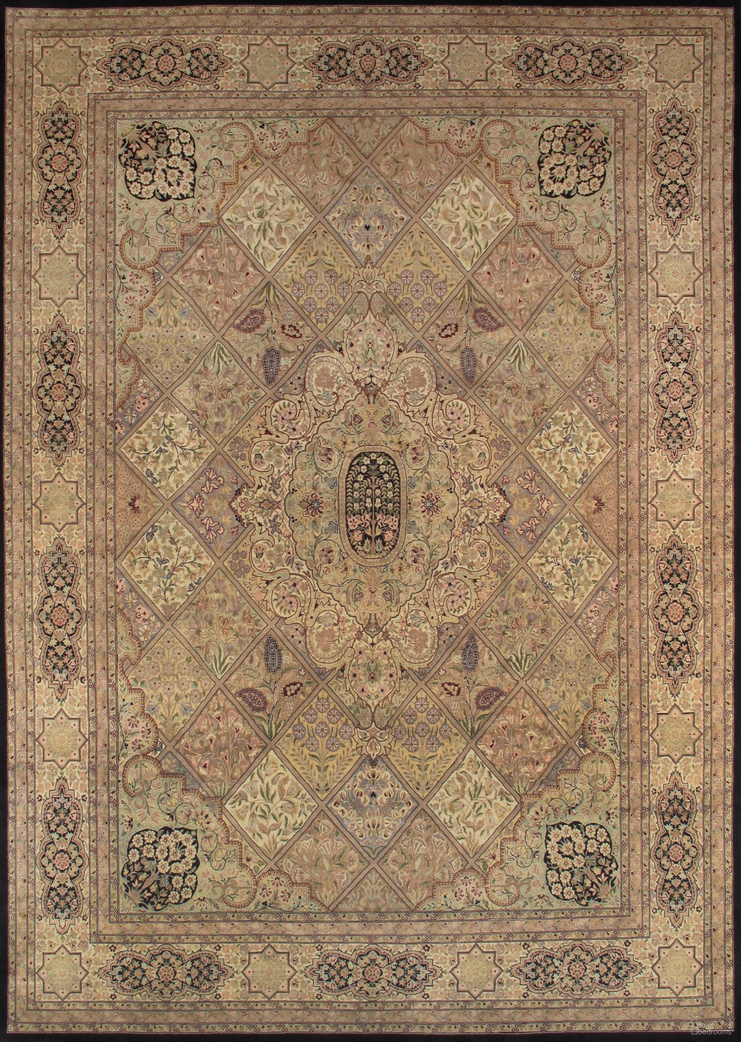 Baku Collection Hand-Knotted Lamb's Wool Area Rug- 10' 2" x 14' 4" In Multi and Ivory