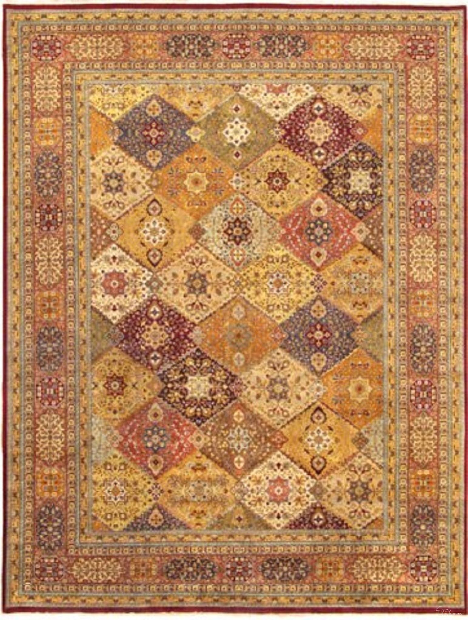 Baku Collection Hand-Knotted Lamb's Wool Area Rug- 11' 5" x 17' 7" In Multi and Raspberrie