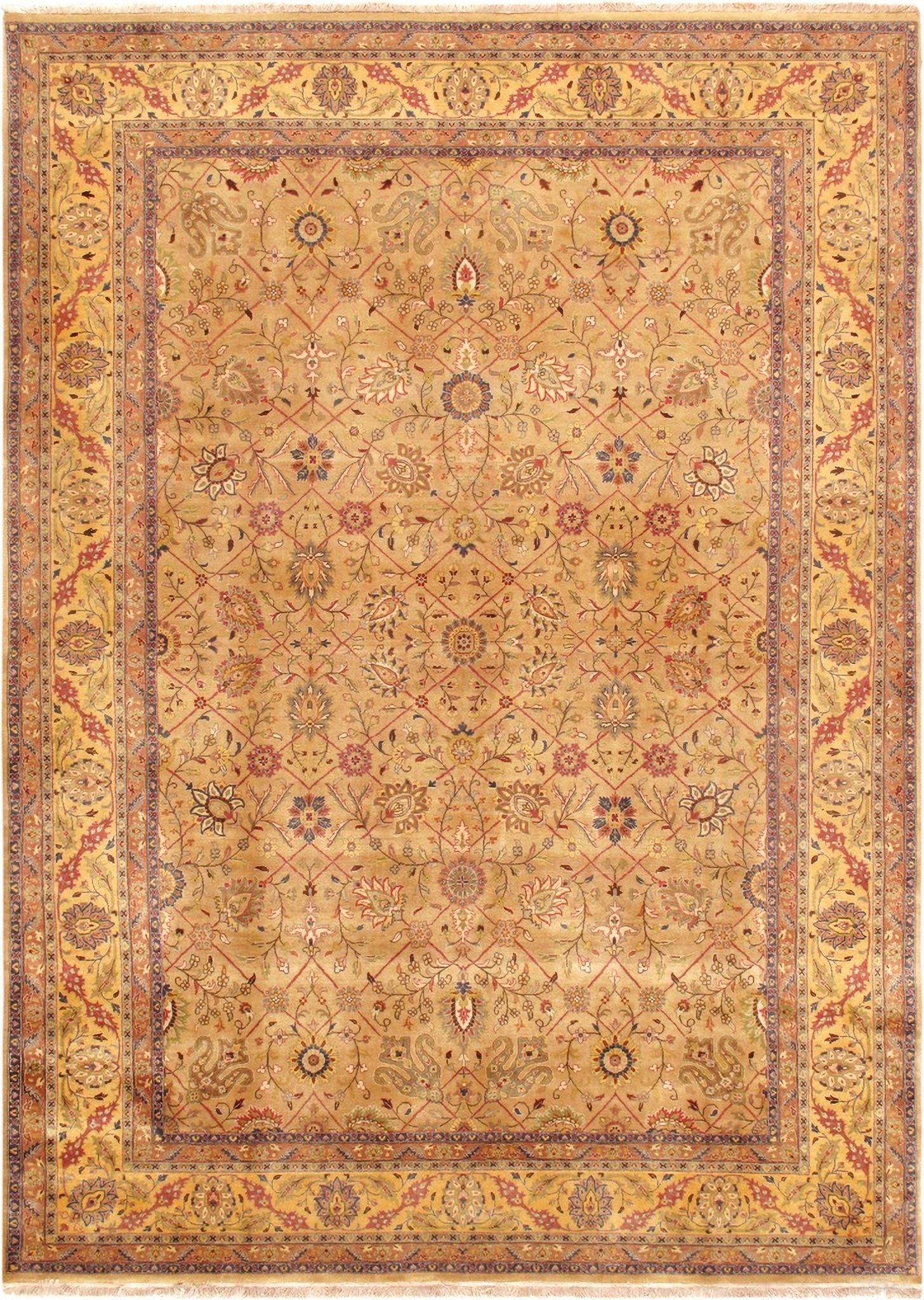 Baku Collection Hand-Knotted Lamb's Wool Area Rug- 8' 1" x 11' 3" In Camel and Gold