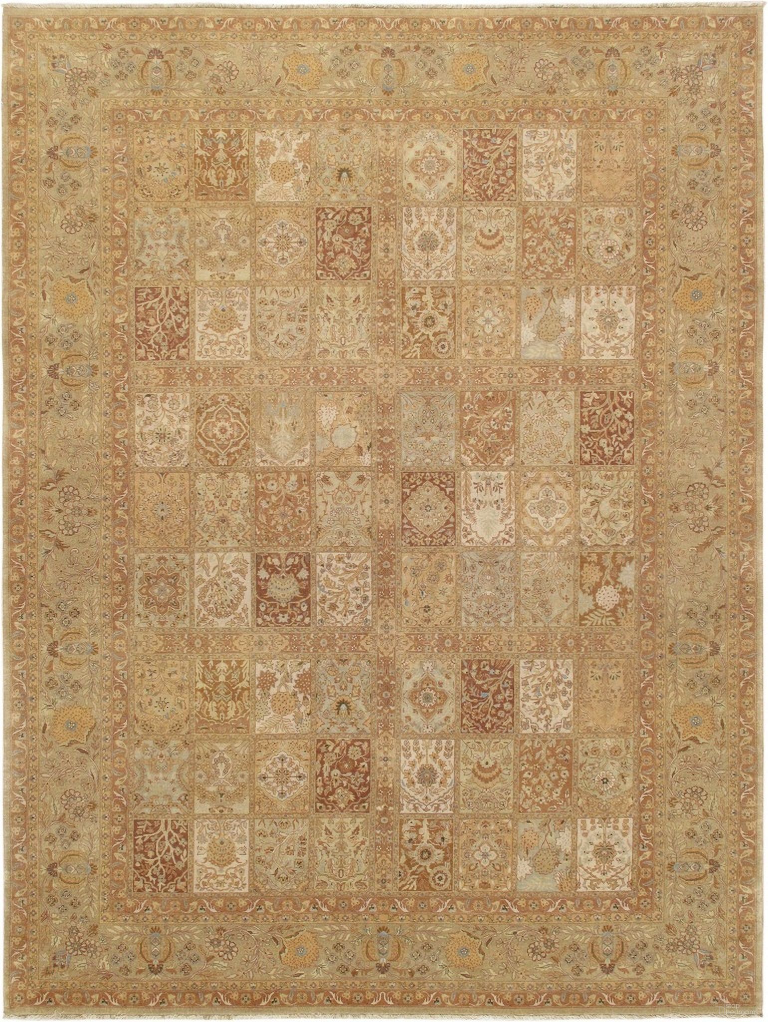 Baku Collection Hand-Knotted Lamb's Wool Area Rug- 9' 2" x 12' 1" In Multi and Beige