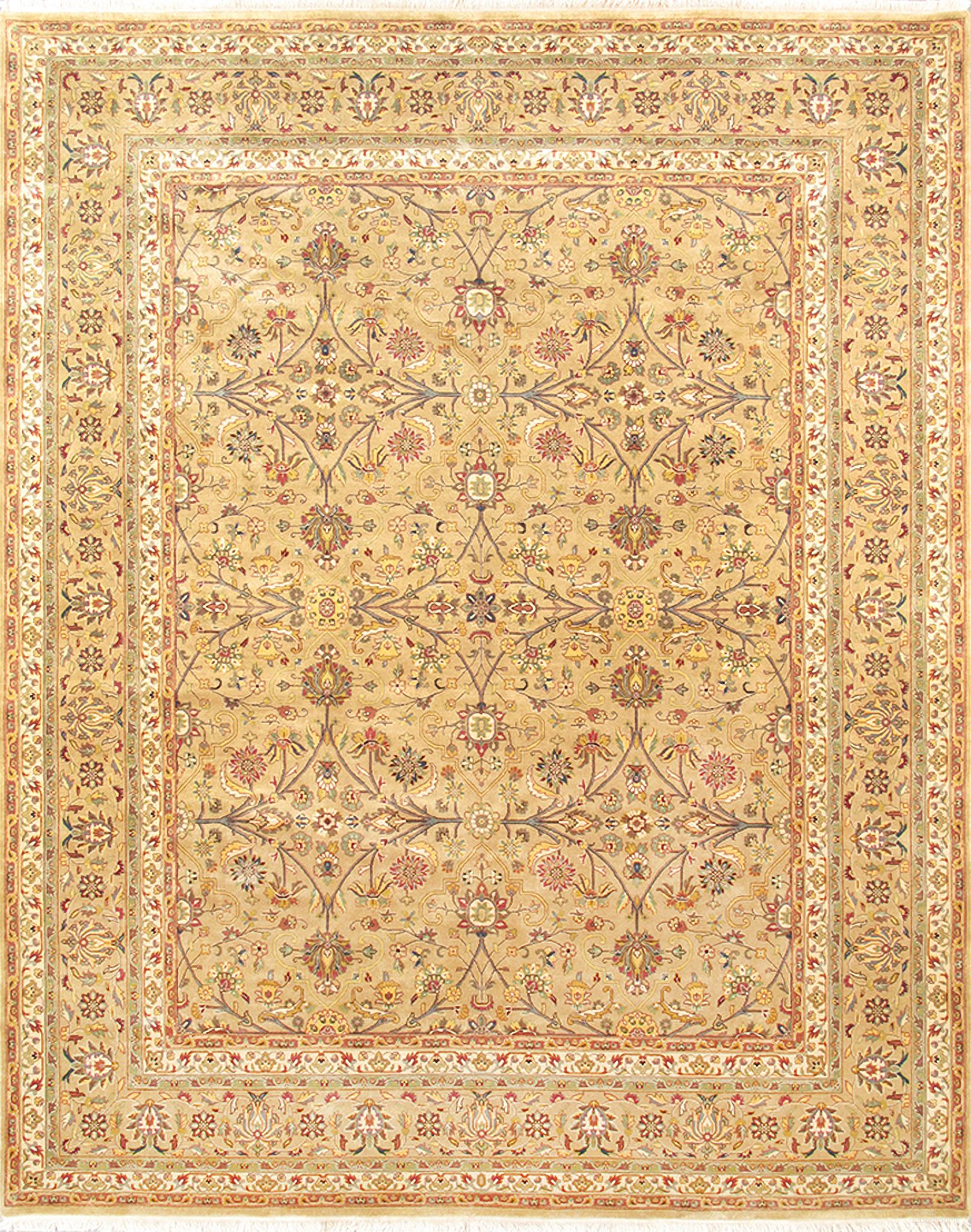 Baku Collection Hand-Knotted Lamb's Wool Area Rug- 9' x 11' 11" In Camel