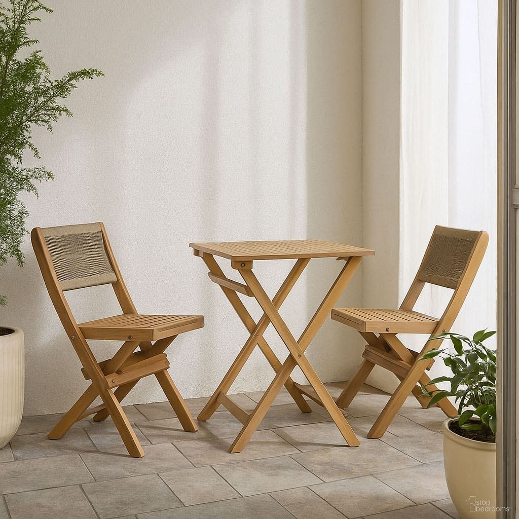 Balcony Outdoor Foldable Bistro Set In Natural
