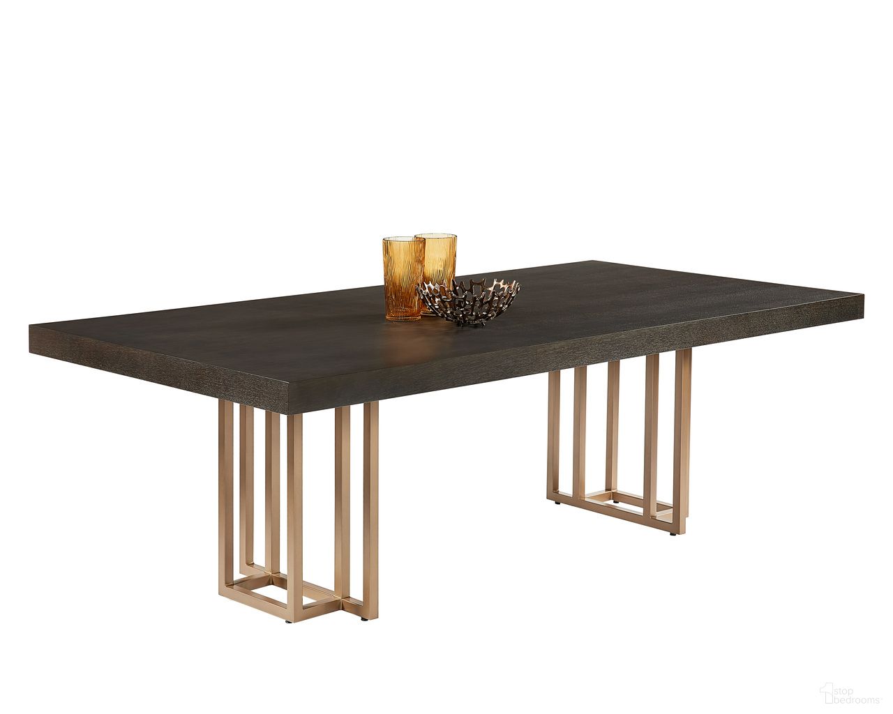 Baldessara 94.5 Inch Baldessara Dining Table In Espresso and Rustic Bronze