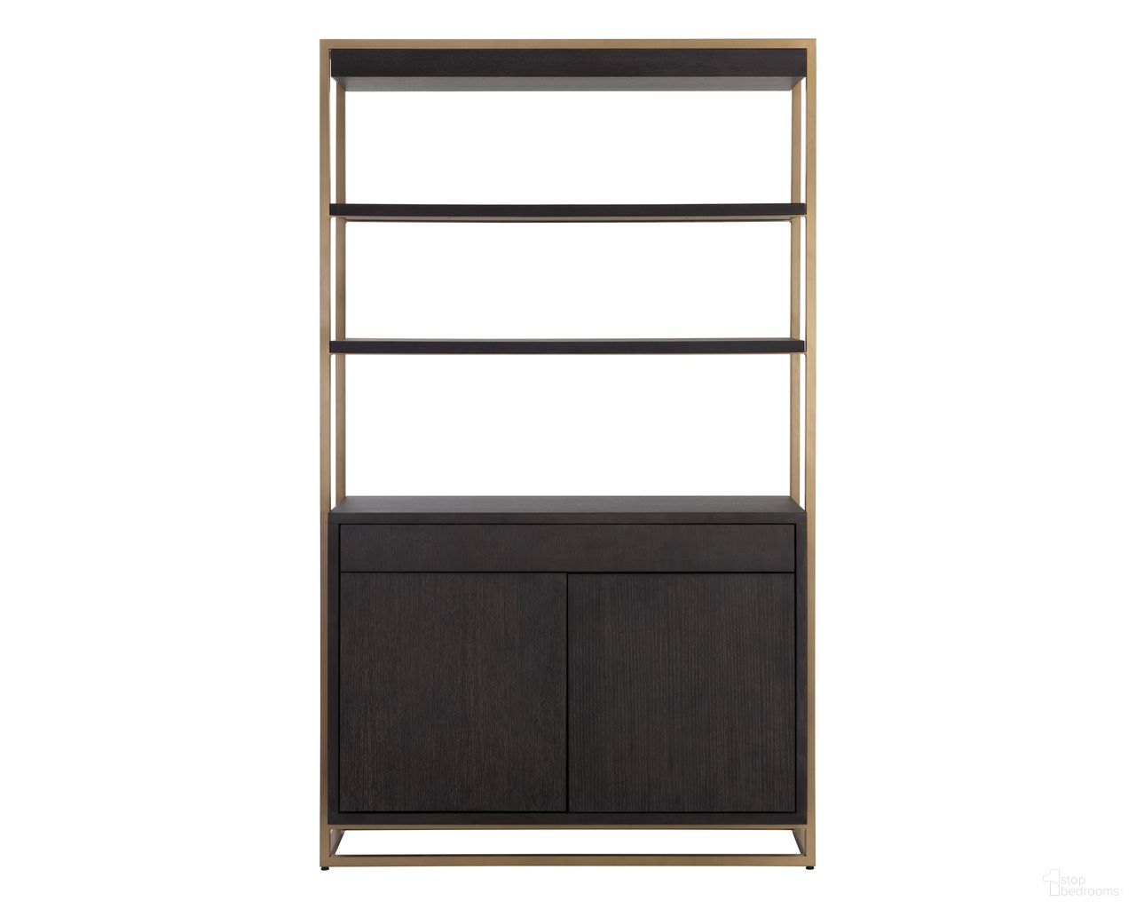 Baldessara Bookcase In Espresso and Rustic Bronze