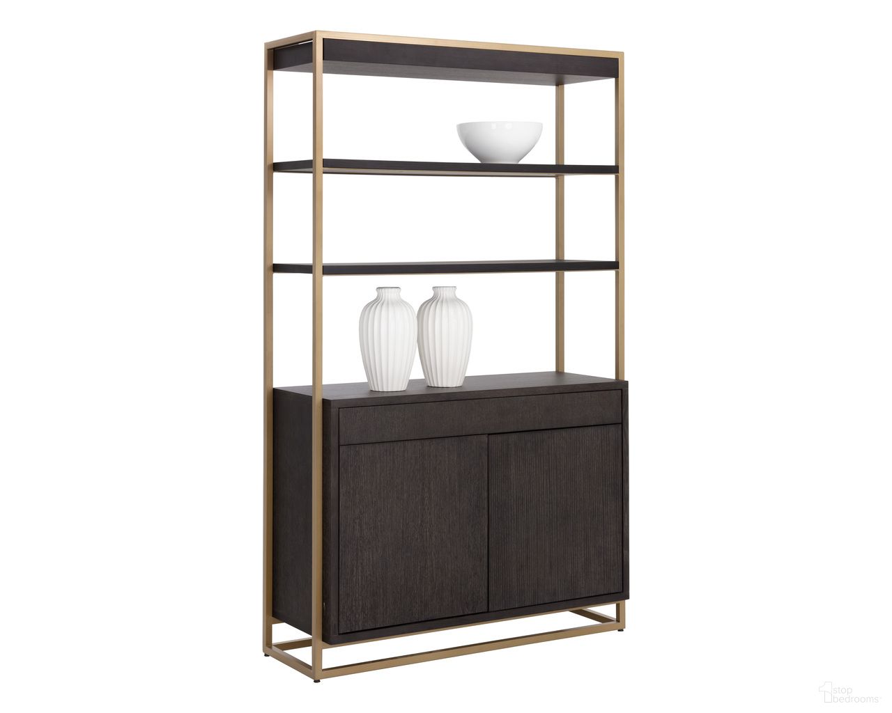 Baldessara Bookcase In Espresso and Rustic Bronze