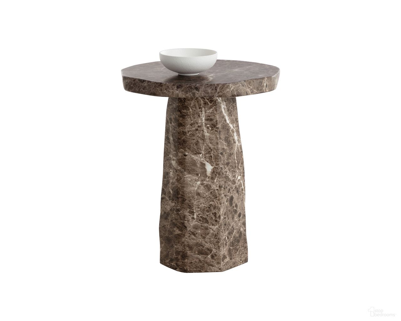 Baldur Marble Look End Table In Dark Emperador
