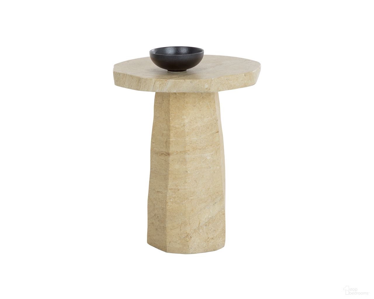 Baldur Travertine Look End Table In Natural