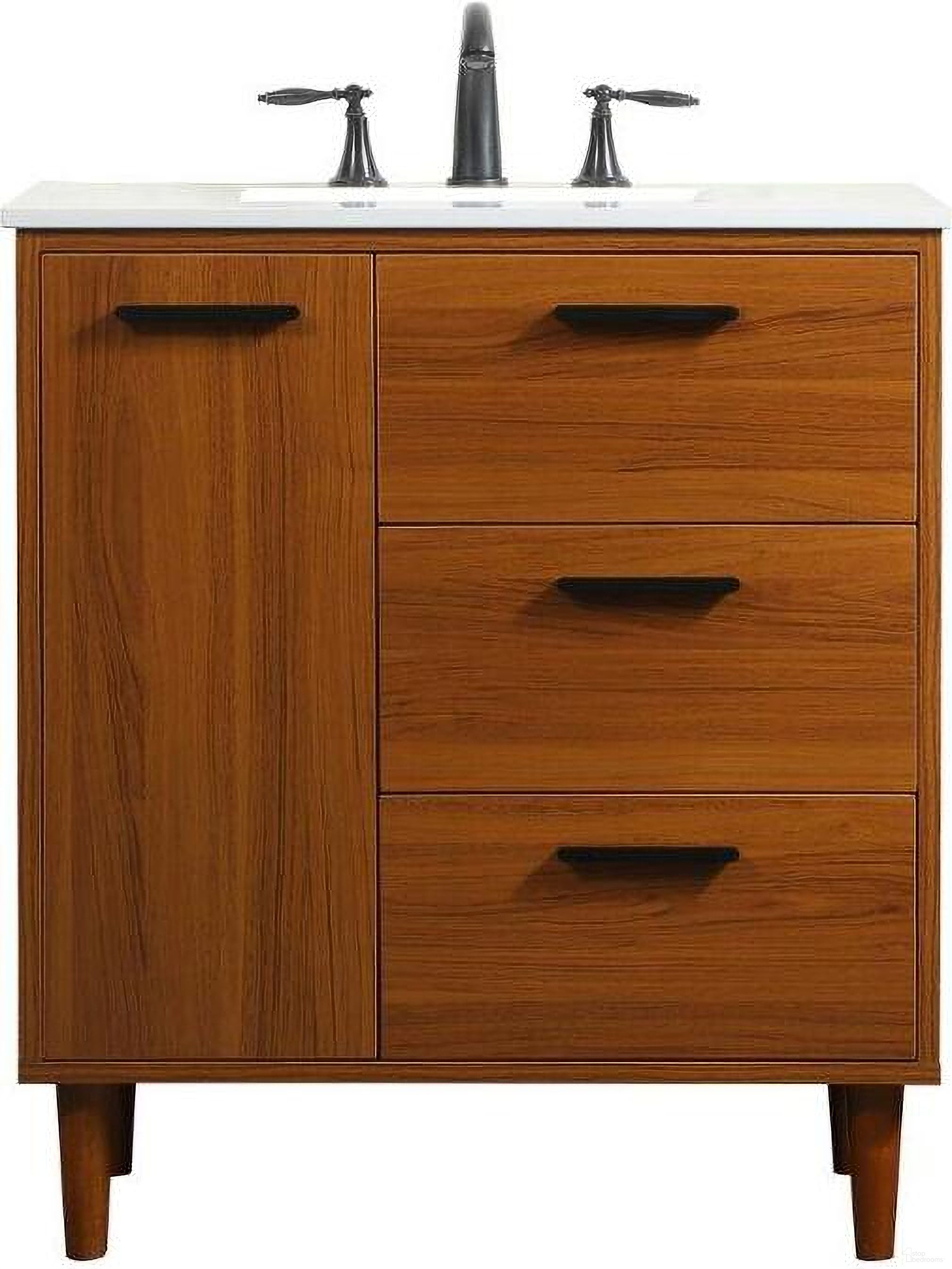 The appearance of Baldwin 30 Inch Bathroom Vanity In Teak designed by Elegant Lighting in the transitional interior design. This teak piece of furniture  was selected by 1StopBedrooms from Baldwin Collection to add a touch of cosiness and style into your home. Sku: VF47030MTK. Material: Wood.