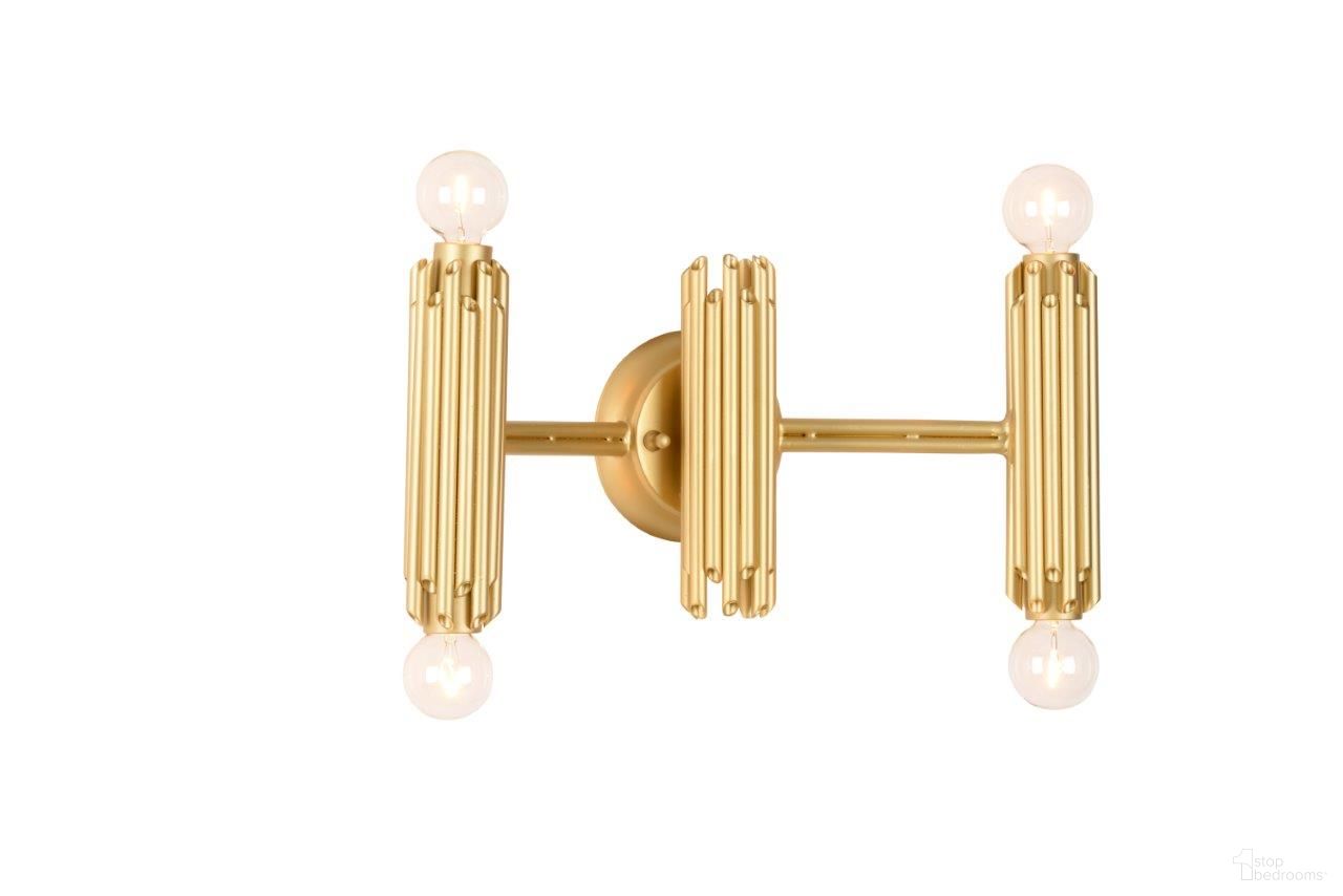 The appearance of Baldwin Four Lite Sconce In Gold designed by Wildwood in the modern / contemporary interior design. This gold piece of furniture was selected by 1StopBedrooms from Wildwood Collection to add a touch of cosiness and style into your home. Sku: 67466. Material: Iron.