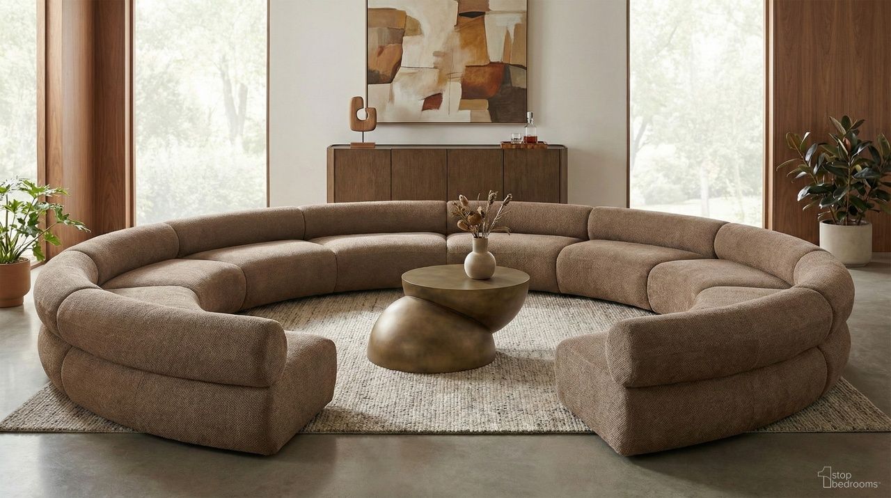 Bale 202 Inch Chenille Fabric Upholstered 10-Piece Modular Sectional In Brown