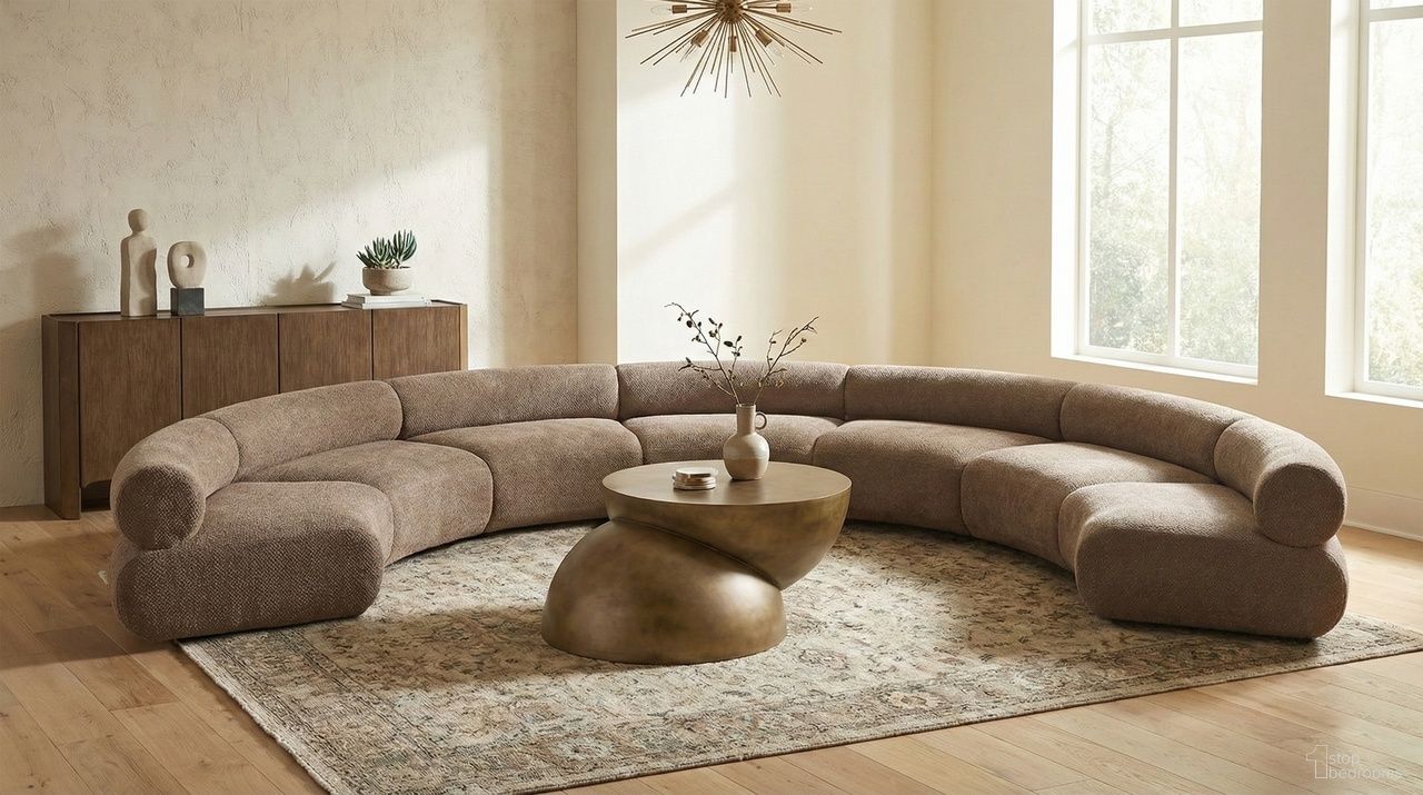 Bale 202 Inch Chenille Fabric Upholstered 7-Piece Modular Sectional In Brown