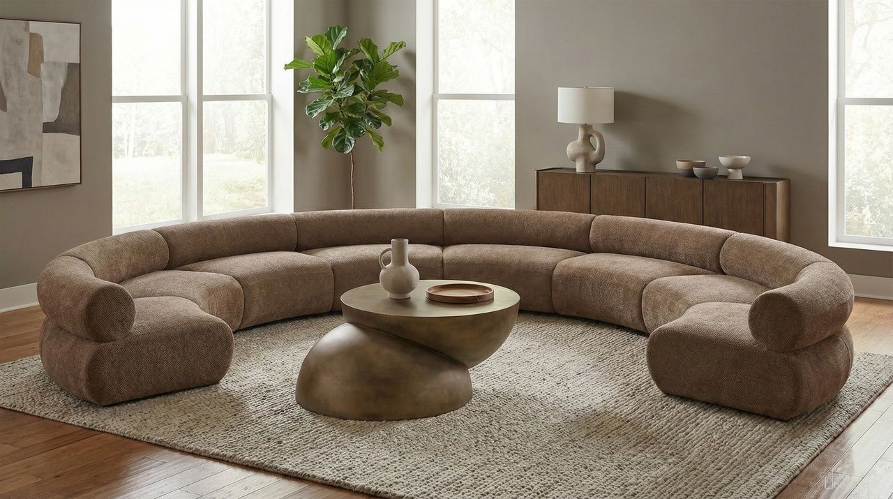 Bale 202 Inch Chenille Fabric Upholstered 8-Piece Modular Sectional In Brown