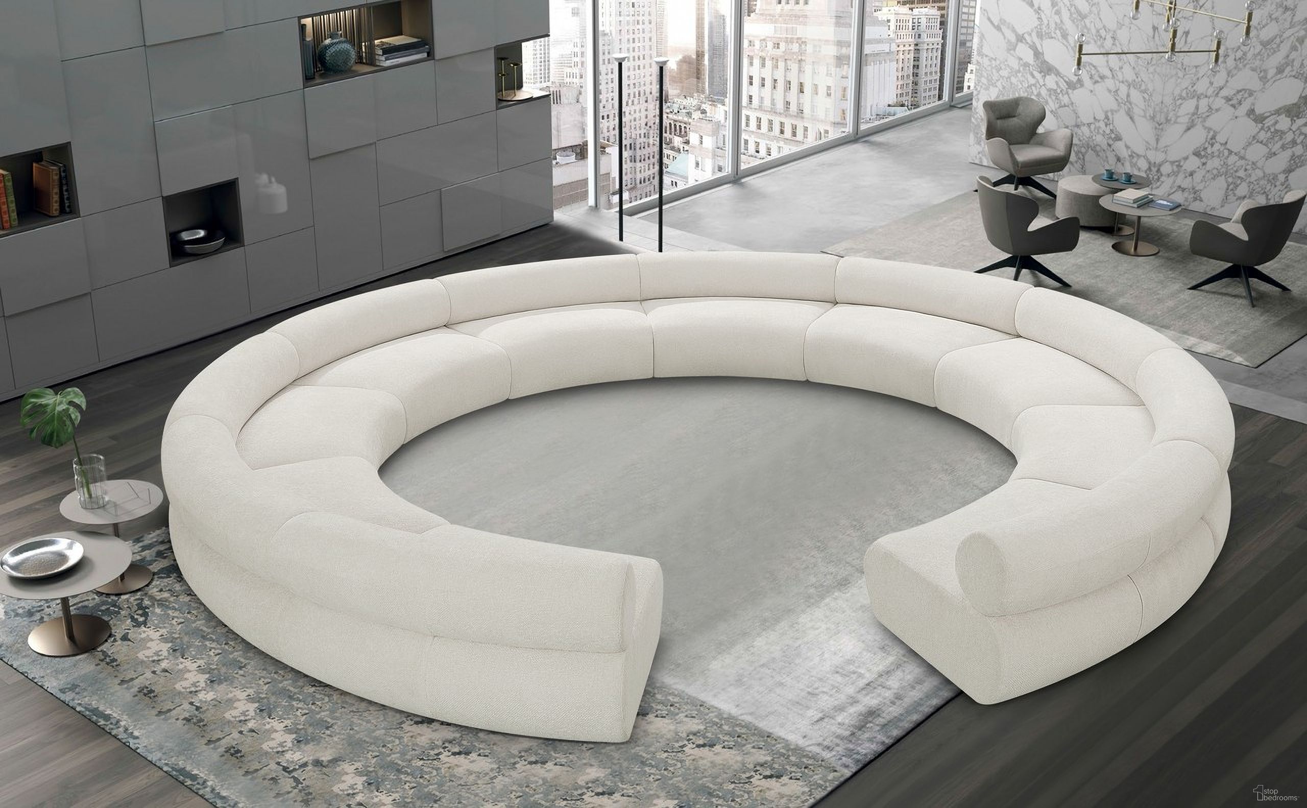 Bale Chenille Fabric 10 Piece Modular Sofa In Cream