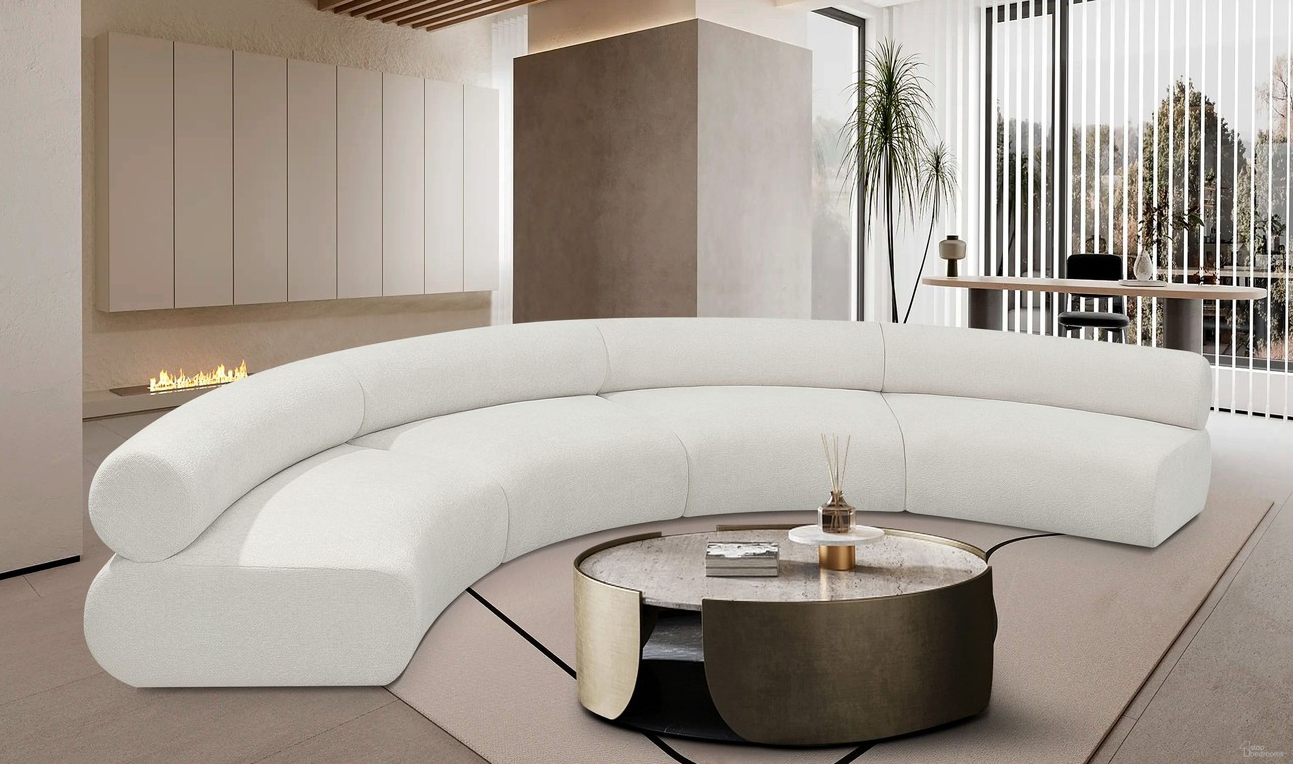 Bale Chenille Fabric 4 Piece Modular Sofa In Cream