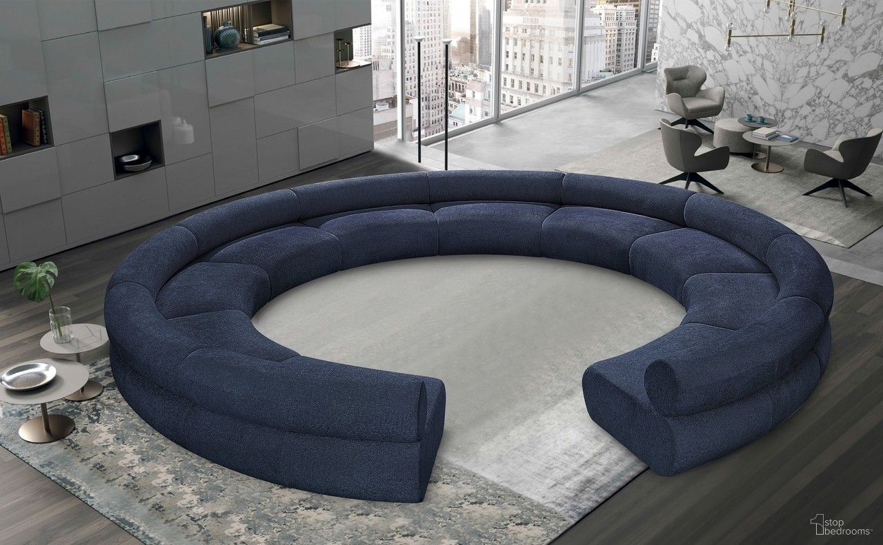 Bale Chenille Fabric 10 Piece Modular Sofa In Navy