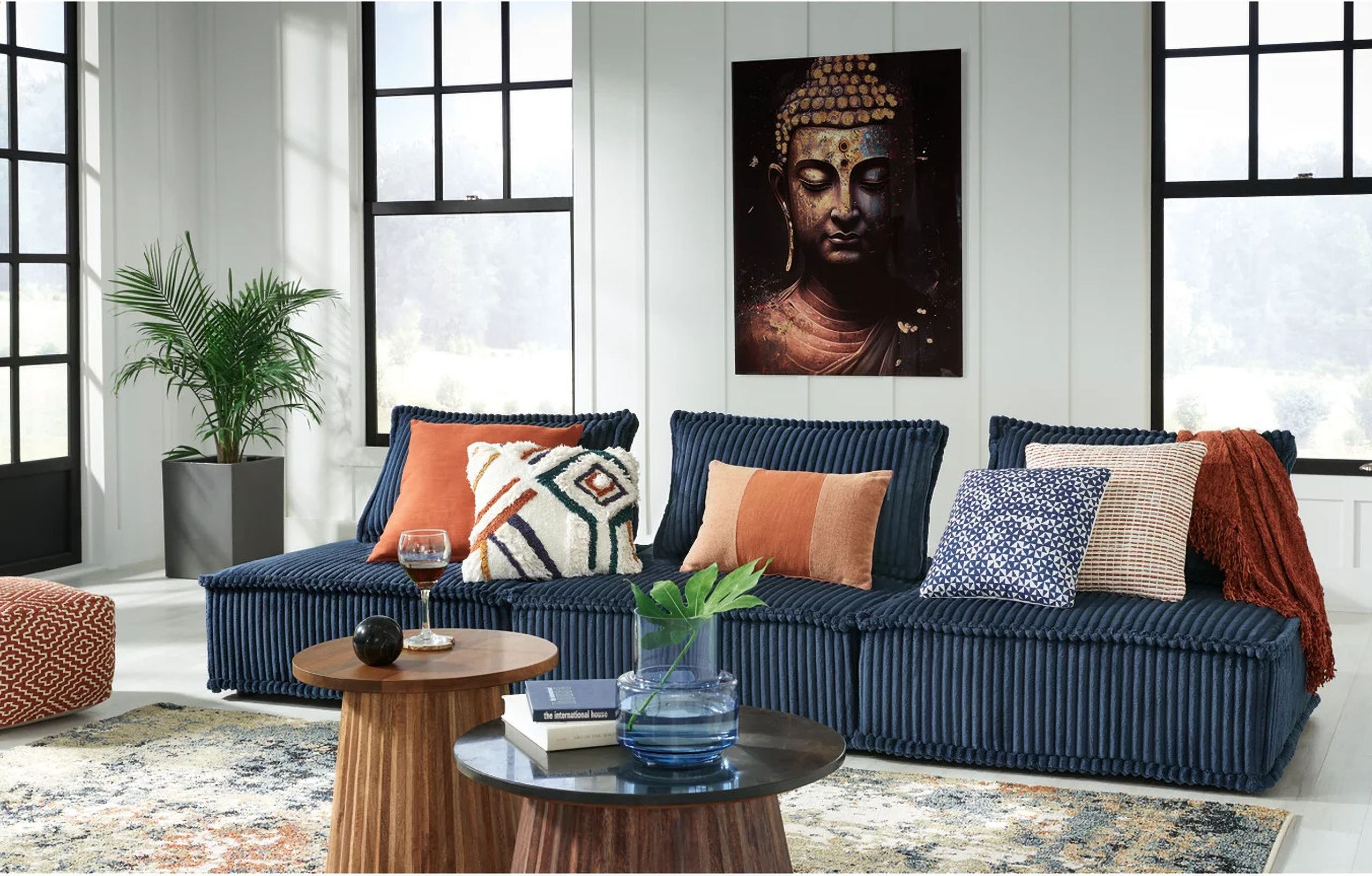 The appearance of Bales Modular Sofa In Navy designed by Signature Design by Ashley in the transitional interior design. This navy piece of furniture was selected by 1StopBedrooms from Bales Collection to add a touch of cosiness and style into your home. Sku: A3000662;A3000662;A3000662. Material: Fabric.