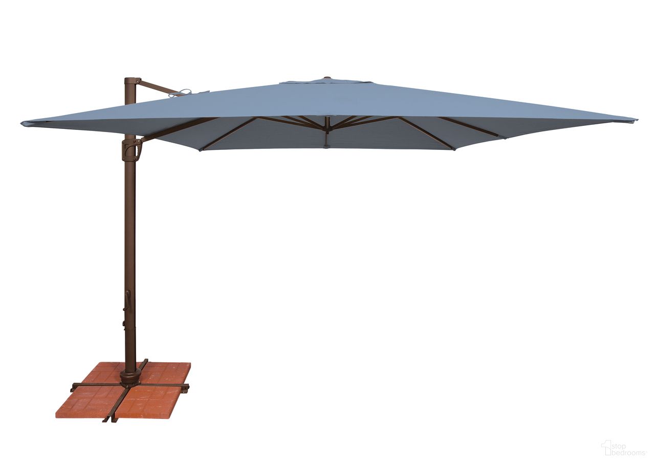 Bali 10' Square Umbrella with Cross Bar Stand In Cast Ocean