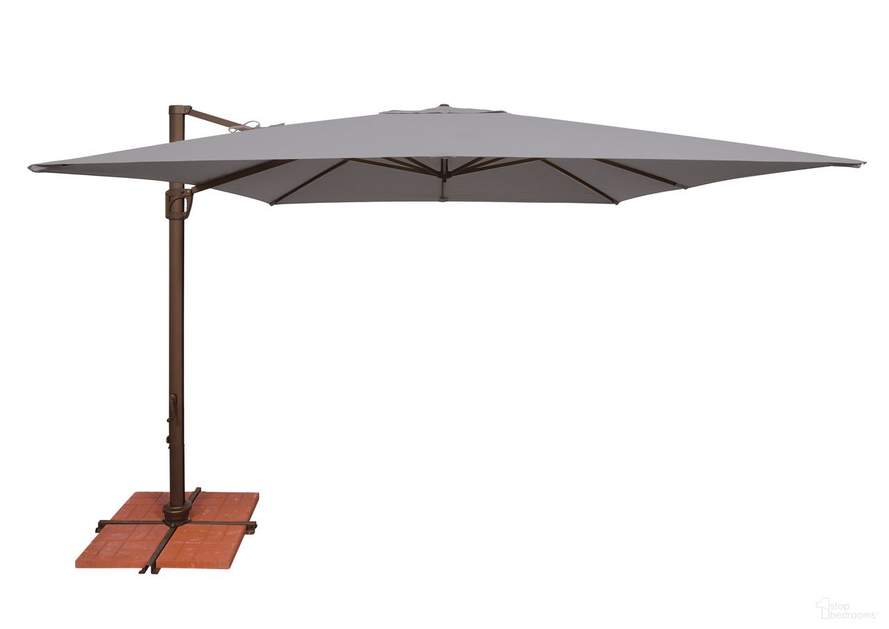 Bali 10' Square Umbrella with Cross Bar Stand In Cast Silver