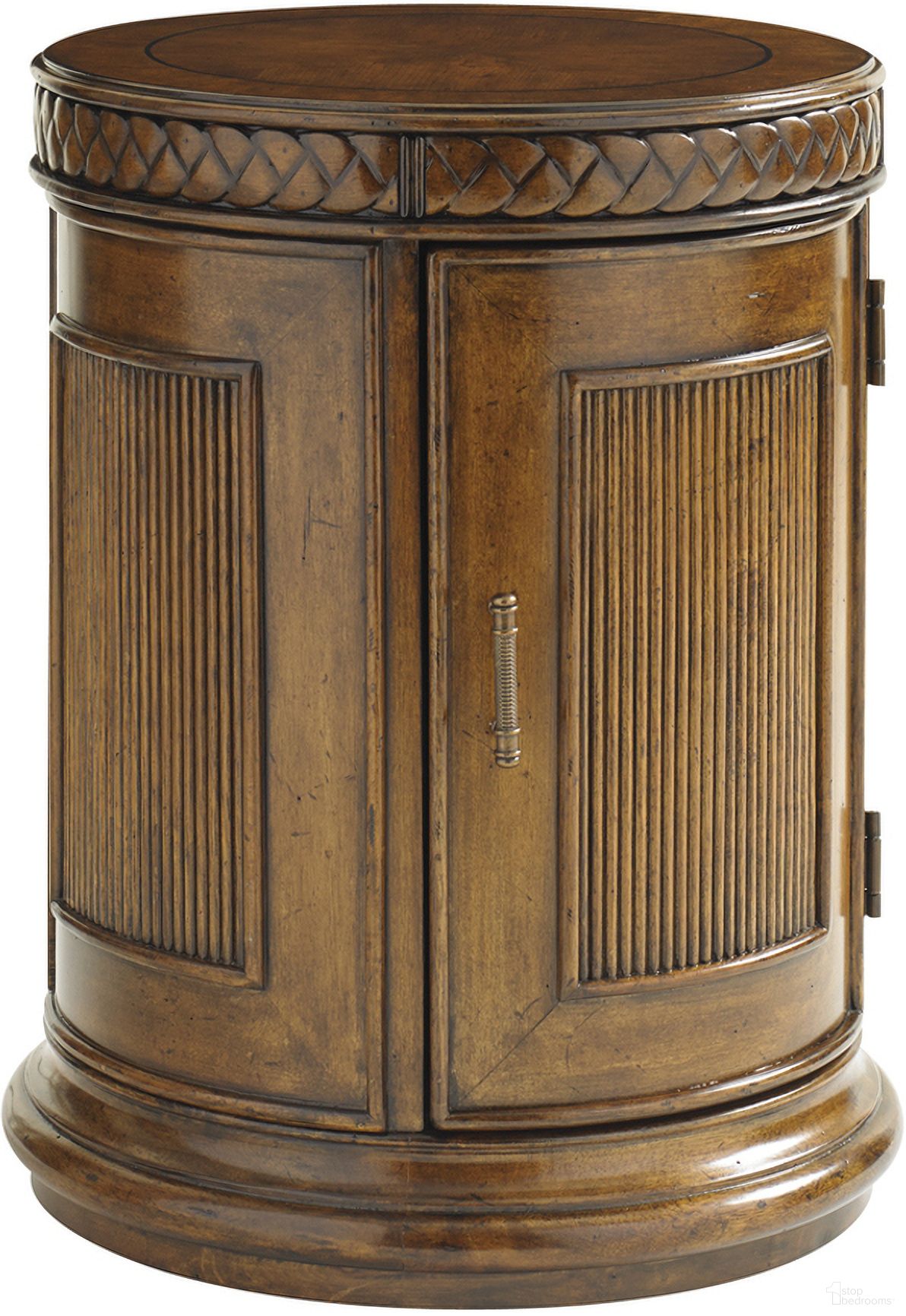 The appearance of Bali Hai Belize Round End Table In Sunset designed by Tommy Bahama in the transitional interior design. This sunset piece of furniture  was selected by 1StopBedrooms from Bali Hai Collection to add a touch of cosiness and style into your home. Sku: 593-950. Material: Rattan.