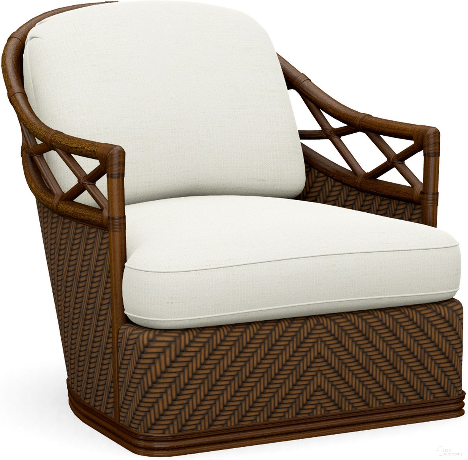 The appearance of Bali Hai Diamond Cove Swivel Chair designed by Tommy Bahama in the traditional interior design. This ivory and white piece of furniture  was selected by 1StopBedrooms from Bali Hai Collection to add a touch of cosiness and style into your home. Sku: 1685-11SW-43.