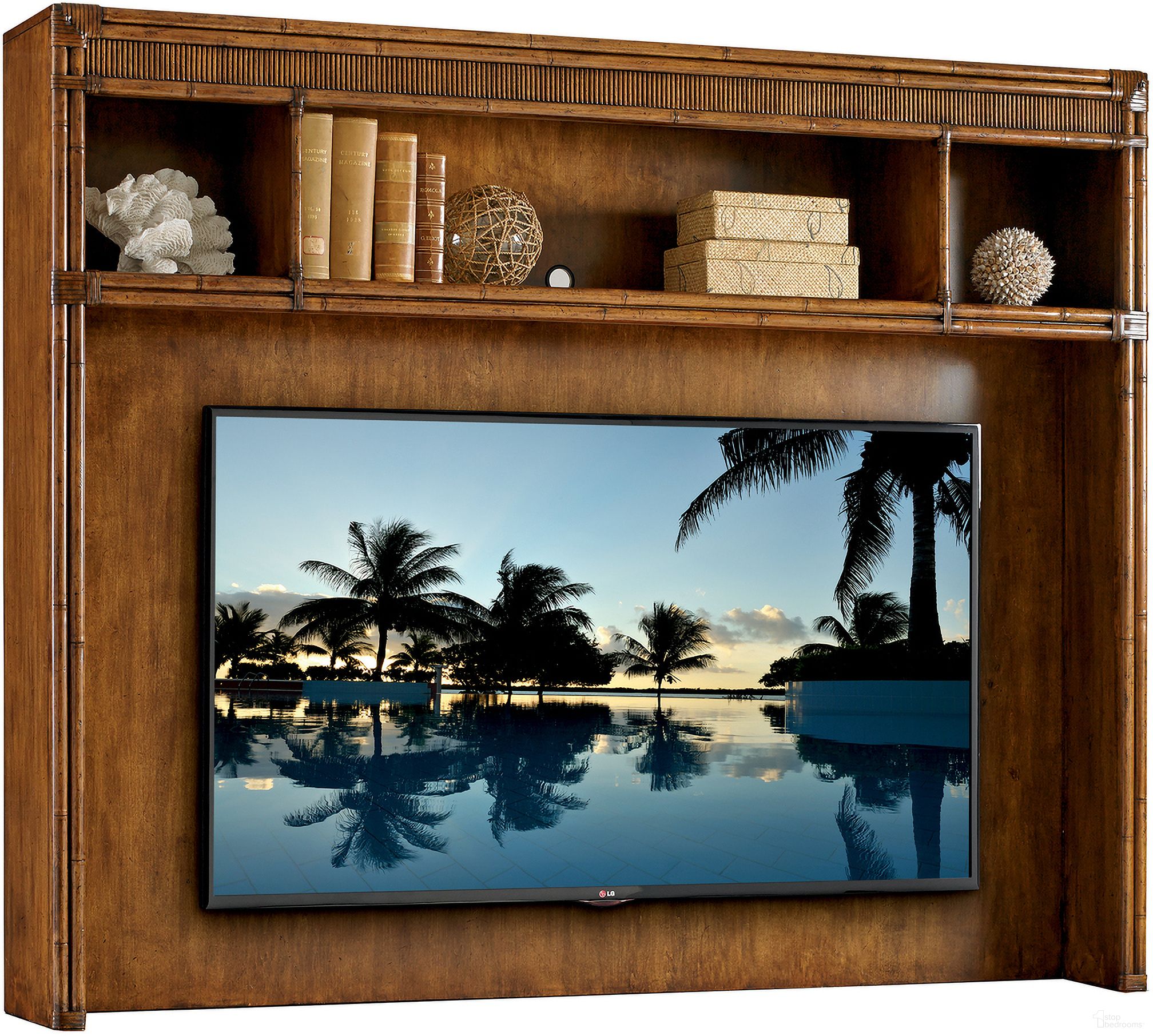The appearance of Bali Hai Pelican Cay Entertainment Deck In Sunset designed by Tommy Bahama in the transitional interior design. This sunset piece of furniture was selected by 1StopBedrooms from Bali Hai Collection to add a touch of cosiness and style into your home. Sku: 593-918. Material: Rattan.
