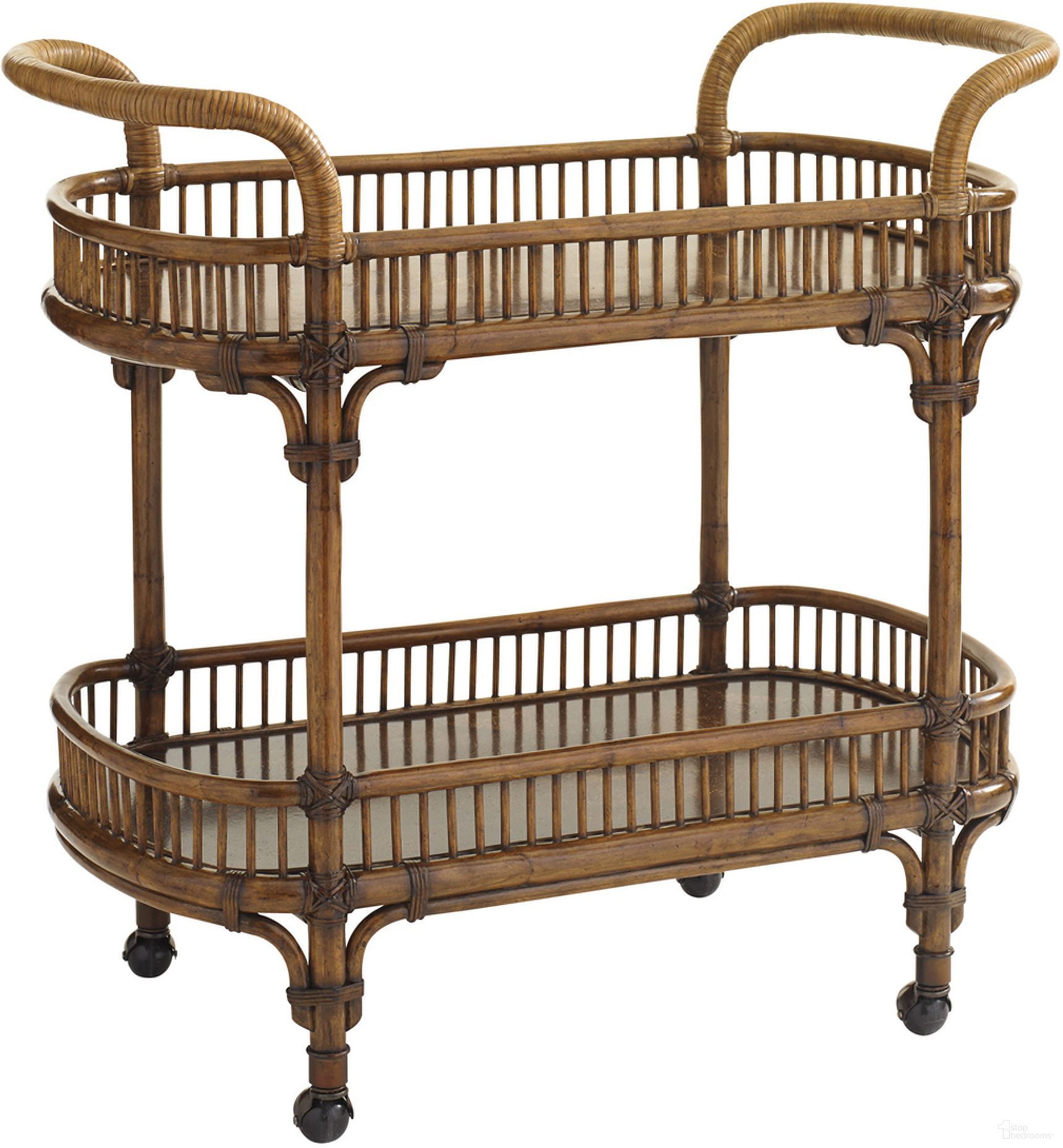 The appearance of Bali Hai Veranda Bar Cart In Sunset designed by Tommy Bahama in the transitional interior design. This sunset piece of furniture was selected by 1StopBedrooms from Bali Hai Collection to add a touch of cosiness and style into your home. Sku: 593-862. Material: Rattan.
