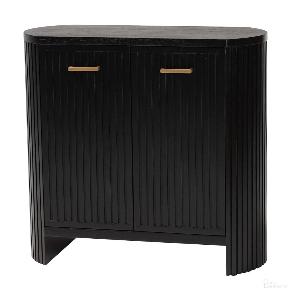 Bali & Pari Keshet Fluted Wood Storage Cabinet In Black