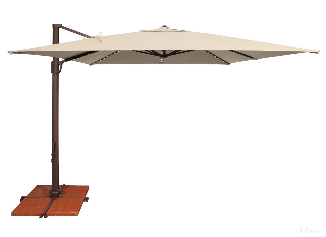 Bali Pro 10' Square Starlight Umbrella with Cross Bar Stand In Antique Beige