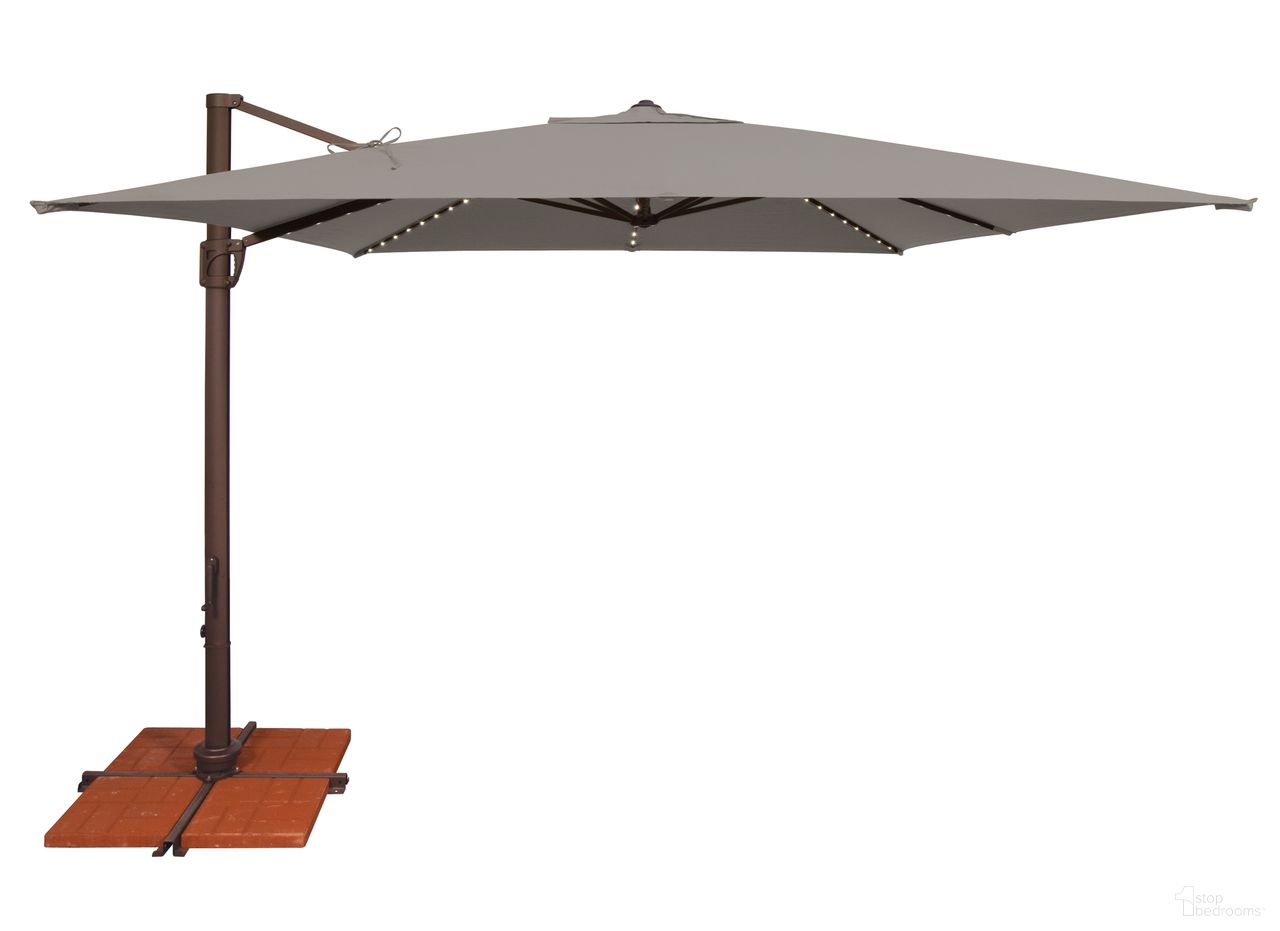 Bali Pro 10' Square Starlight Umbrella with Cross Bar Stand In Cast Silver