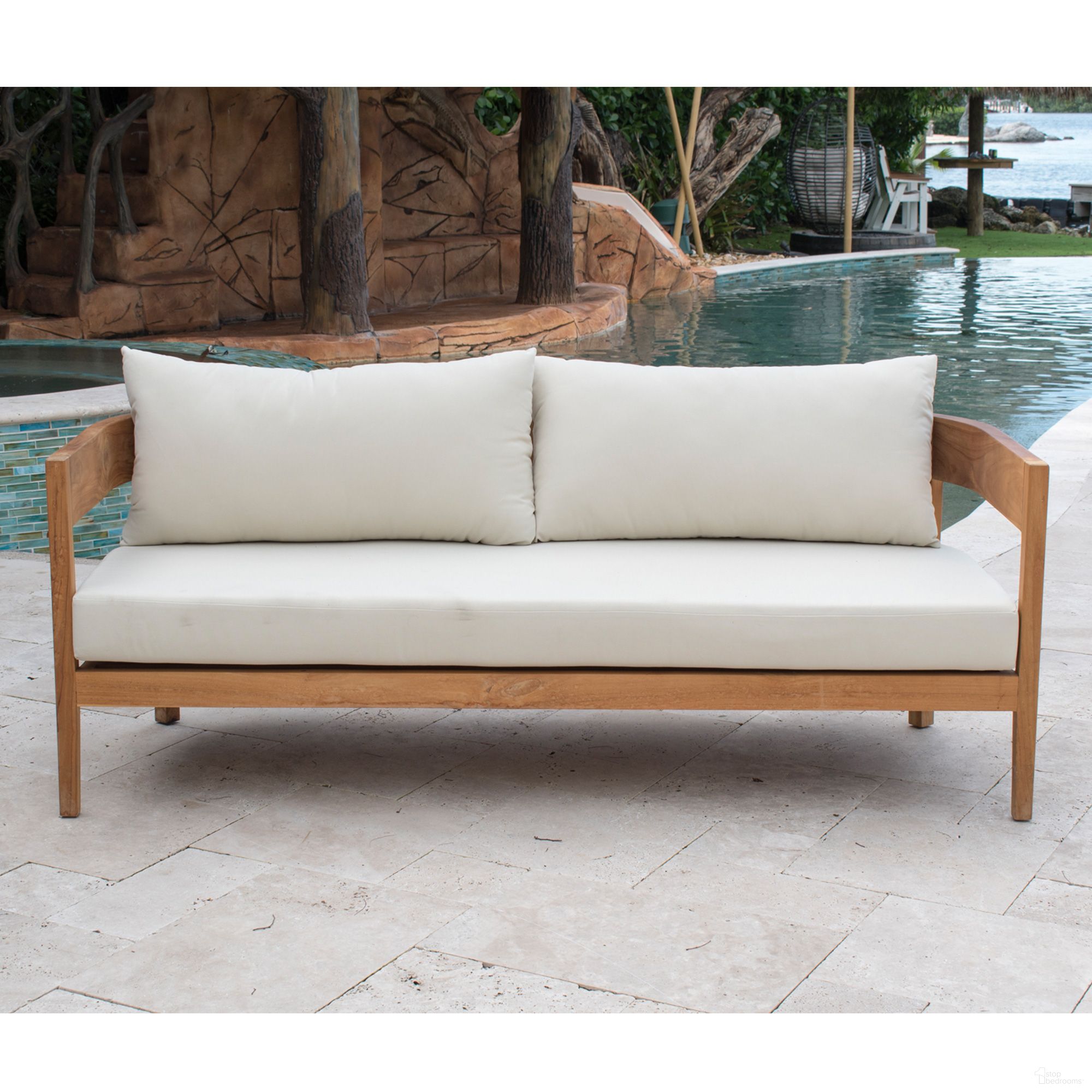 The appearance of Bali Teak Sofa In Natural designed by Pelican Reef in the modern / contemporary interior design. This natural piece of furniture  was selected by 1StopBedrooms from Bali Collection to add a touch of cosiness and style into your home. Sku: PJO-3601-NAT-S. Material: Teak.