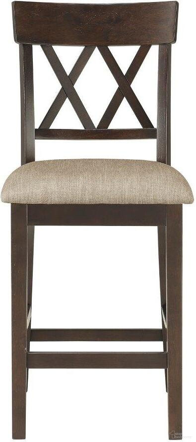 The appearance of Balin Brown Double X Back Counter Height Chair Set Of 2 designed by Homelegance in the transitional interior design. This brown piece of furniture  was selected by 1StopBedrooms from Balin Collection to add a touch of cosiness and style into your home. Sku: 5716-24S2. Material: Textured.