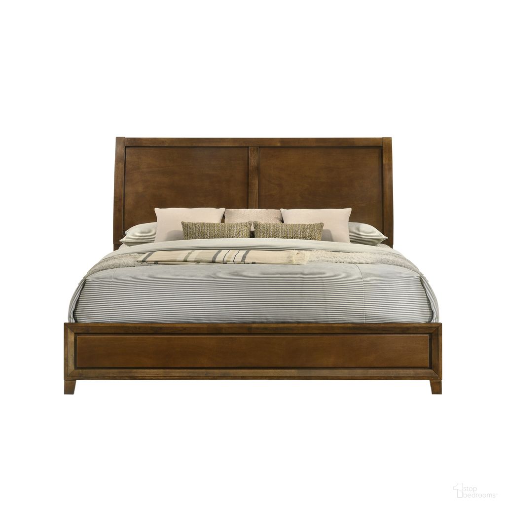 The appearance of Ballard Eastern King Bed In Brown designed by New Classic in the transitional interior design. This brown piece of furniture was selected by 1StopBedrooms from Ballard Collection to add a touch of cosiness and style into your home. Sku: B0182-115;B0182-335. Bed Type: Sleigh Bed. Material: Wood. Bed Size: King.
