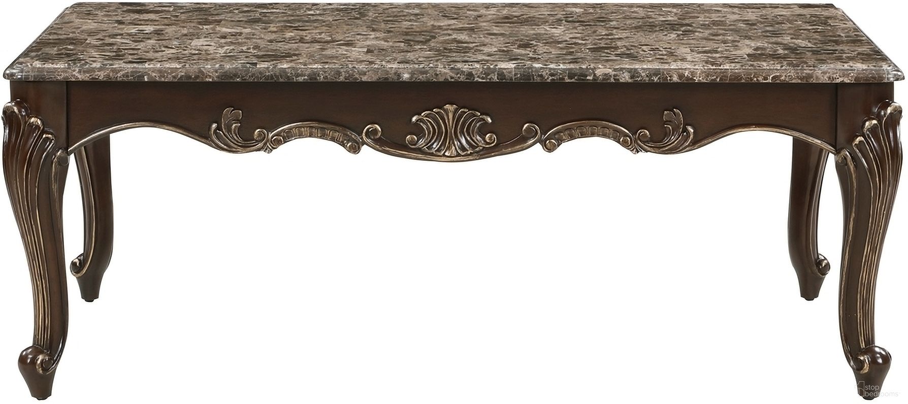 The appearance of Balthasar Cocktail Table In Cherry designed by Homelegance in the traditional interior design. This cherry piece of furniture was selected by 1StopBedrooms from Balthasar Collection to add a touch of cosiness and style into your home. Sku: 8570-30. Material: Marble.