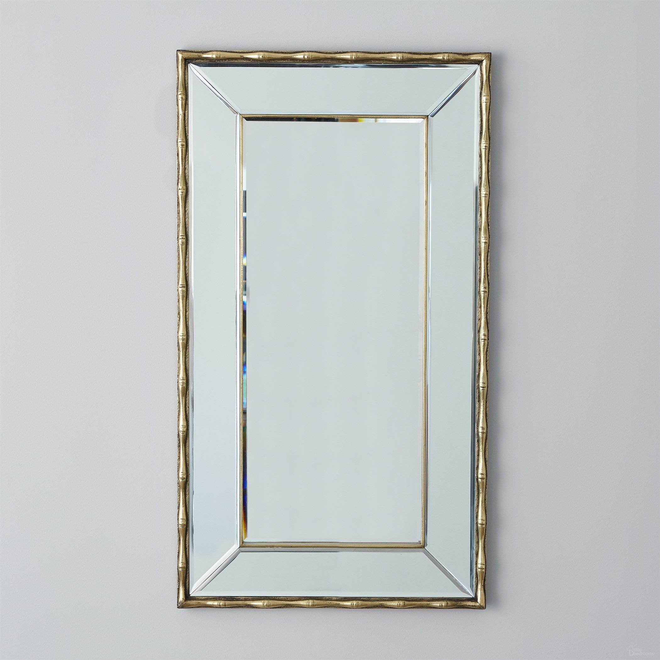 Bamboo Mirror In Antique Brass