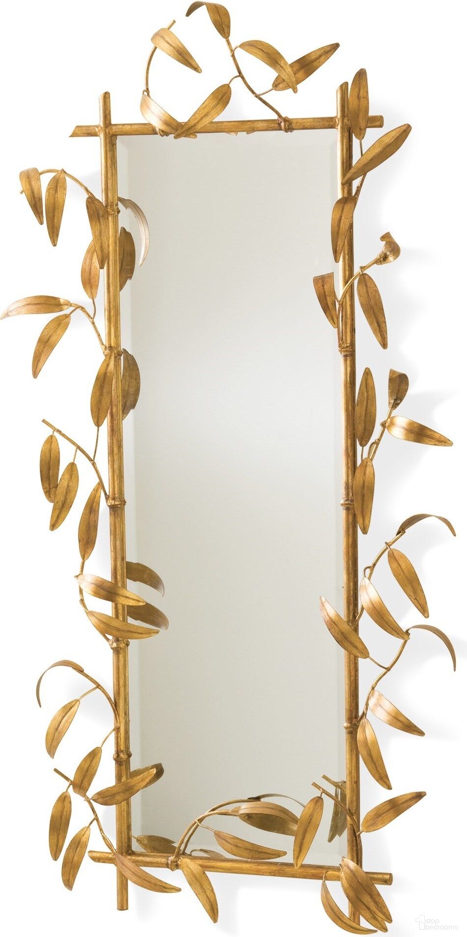 Bamboo Mirror In Antique Gold