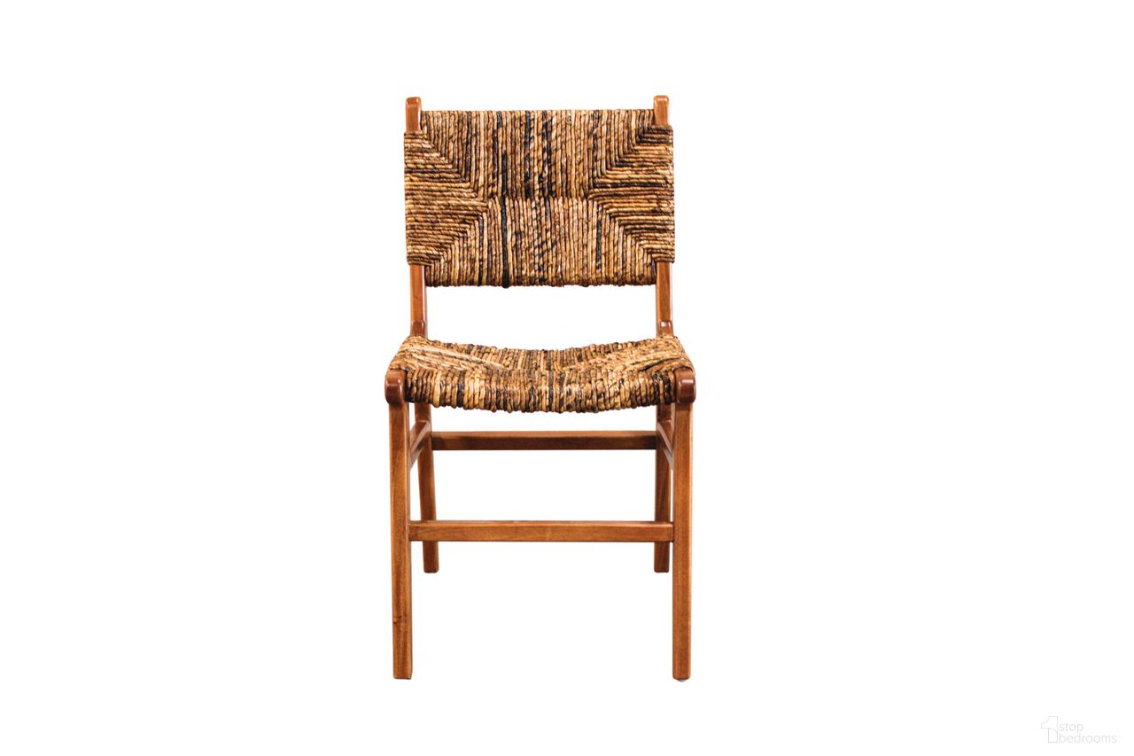 Banana Weave Dining Chair Set of 2 In Caramel and Natural