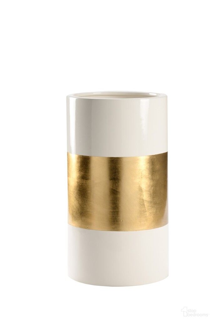 Banded Vase Large In Cream and Gold