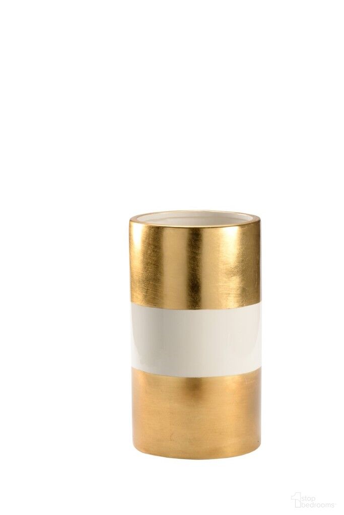 Banded Vase Medium In Cream and Gold