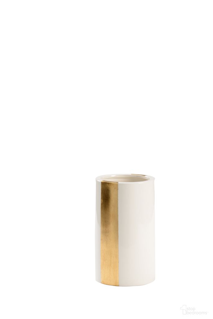 Banded Vase Small In Cream and Gold