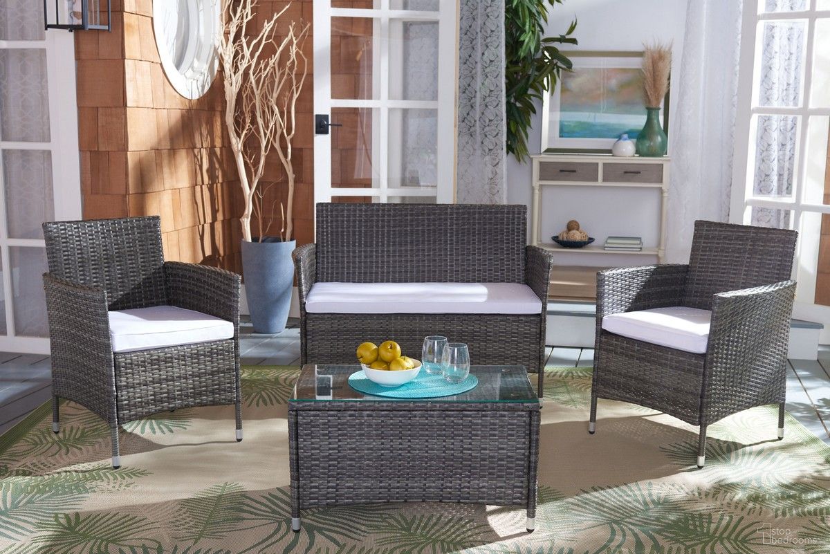 The appearance of Bandele 4Pc Living Set in Grey designed by Safavieh in the modern / contemporary interior design. This grey piece of furniture was selected by 1StopBedrooms from Bandele Collection to add a touch of cosiness and style into your home. Sku: PAT7506C. Material: Steel.