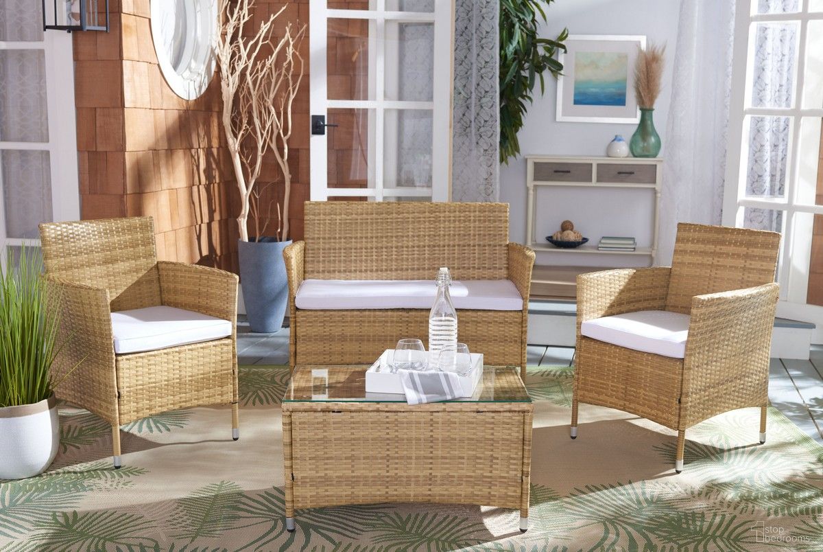 The appearance of Bandele 4Pc Living Set in Natural and White designed by Safavieh in the modern / contemporary interior design. This natural and white piece of furniture  was selected by 1StopBedrooms from Bandele Collection to add a touch of cosiness and style into your home. Sku: PAT7506D. Material: Steel.