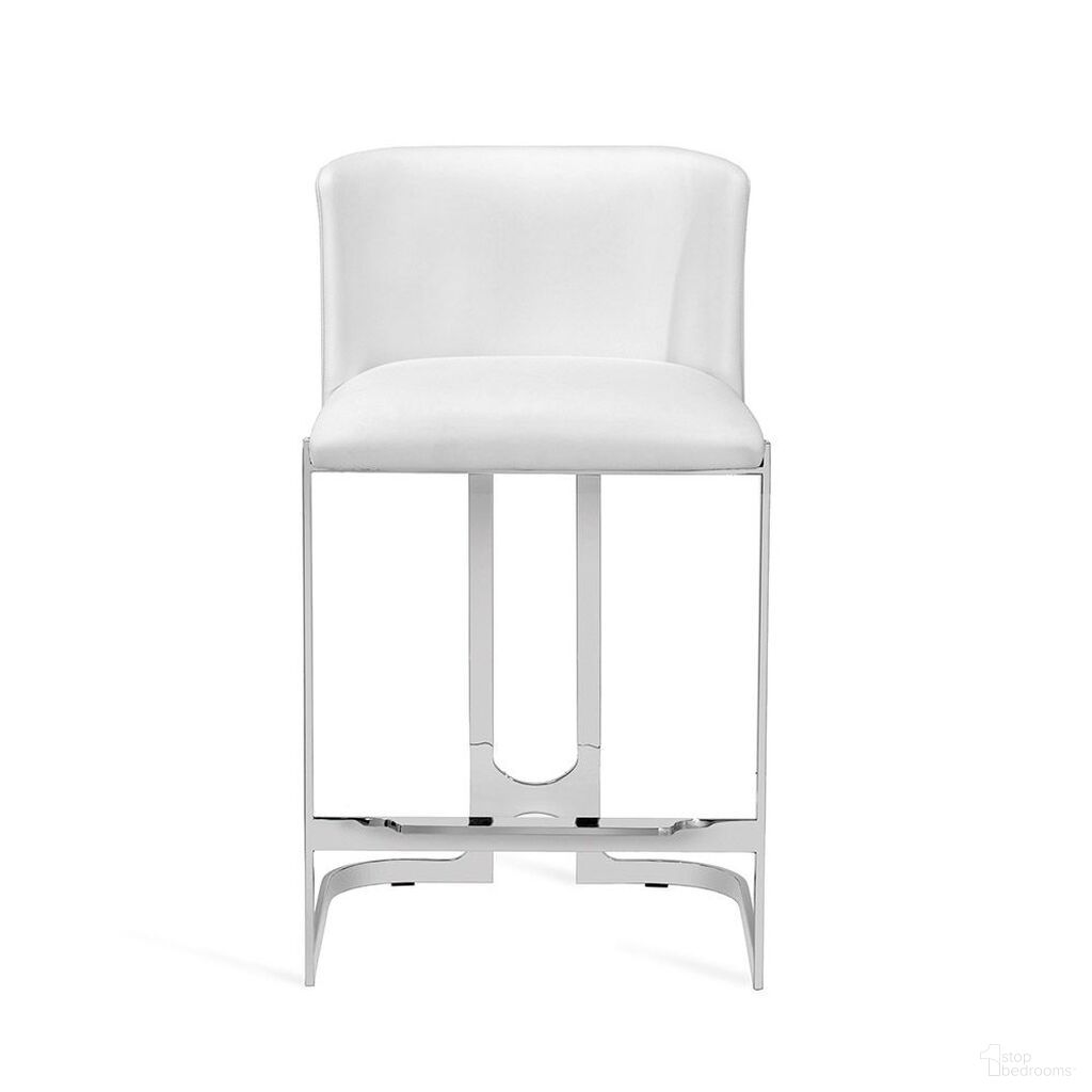 The appearance of Banks Counter Stool In White designed by Interlude Home in the modern / contemporary interior design. This white piece of furniture was selected by 1StopBedrooms from Banks Collection to add a touch of cosiness and style into your home. Sku: 149927. Material: Stainless Steel.
