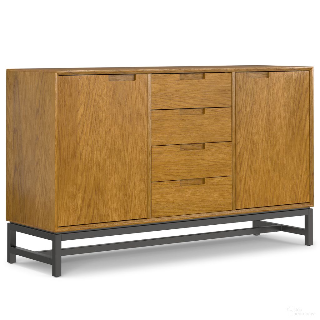 The appearance of Banting Mid Century Sideboard with Centre Drawers In Oak Veneer designed by Simpli Home in the industrial interior design. This oak veneer piece of furniture was selected by 1StopBedrooms from Banting Collection to add a touch of cosiness and style into your home. Sku: AXCBAN-10-OAK. Material: Oak Veneer.