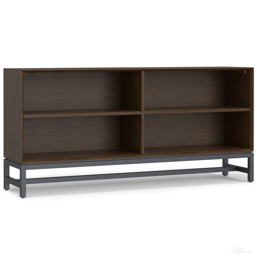 The appearance of Banting Solid Hardwood Low Wide Bookcase In Walnut Brown designed by Simpli Home in the modern / contemporary interior design. This walnut brown piece of furniture  was selected by 1StopBedrooms from Banting Collection to add a touch of cosiness and style into your home. Sku: AXCBAN-12LOW. Material: Rubberwood.