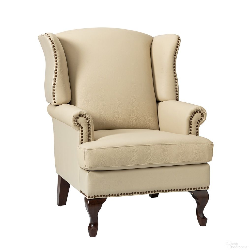 Baptist Genuine Leather Armchair In Beige